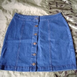 PrettyLittleThing Blue Button-Up Mini Skirt